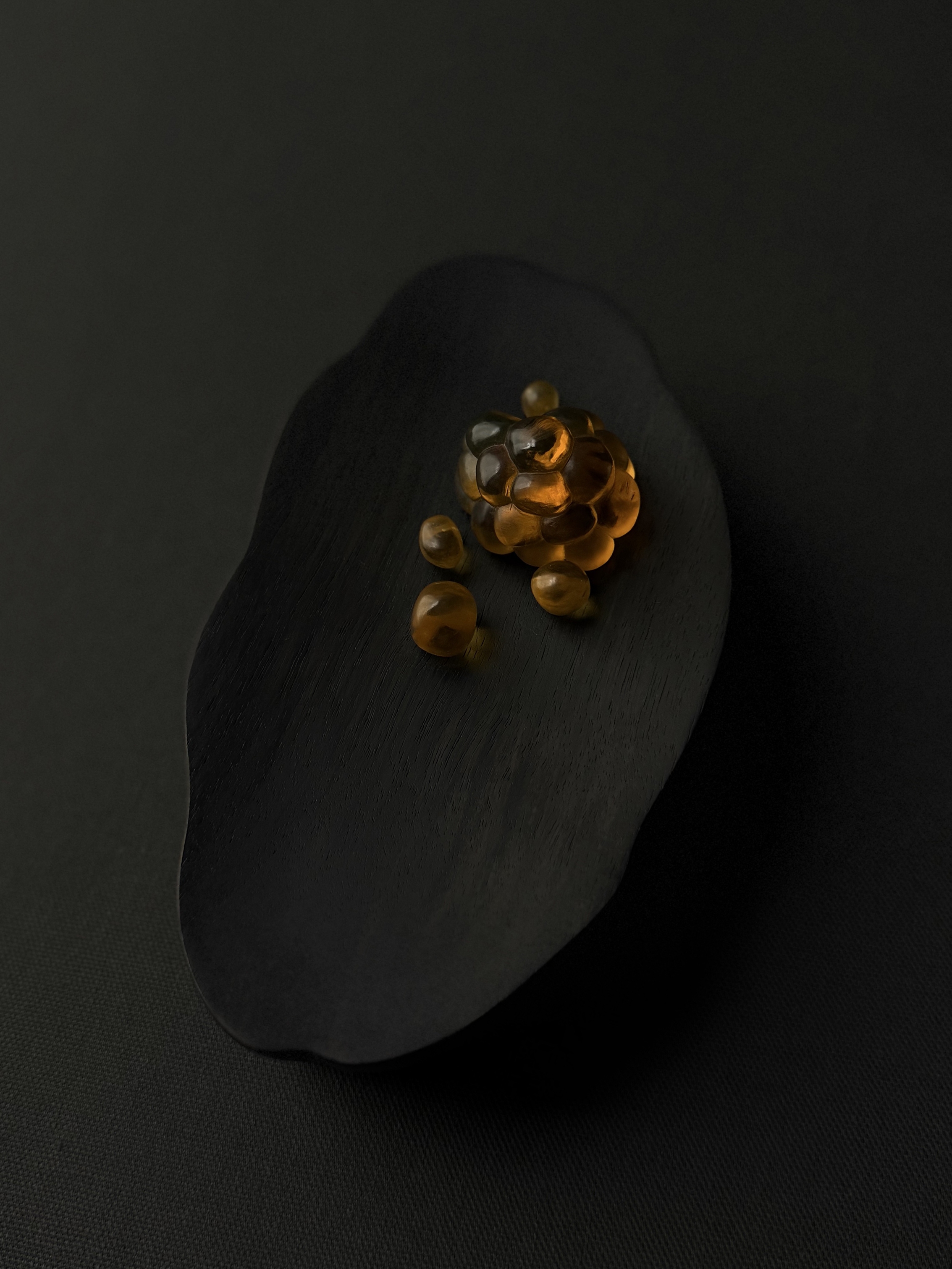 The Cold Press Christina Odegard Amber Drops And A Cluster Ring On Ebony Walnut Plinth 2024 4